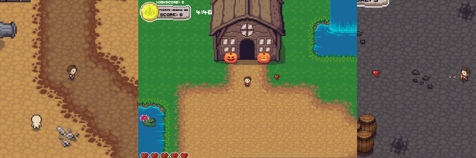Screenshots from a pixel art top down game